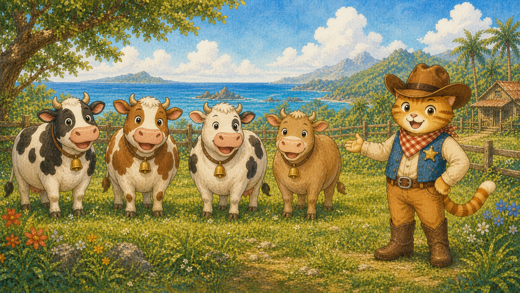 Four fat cows
