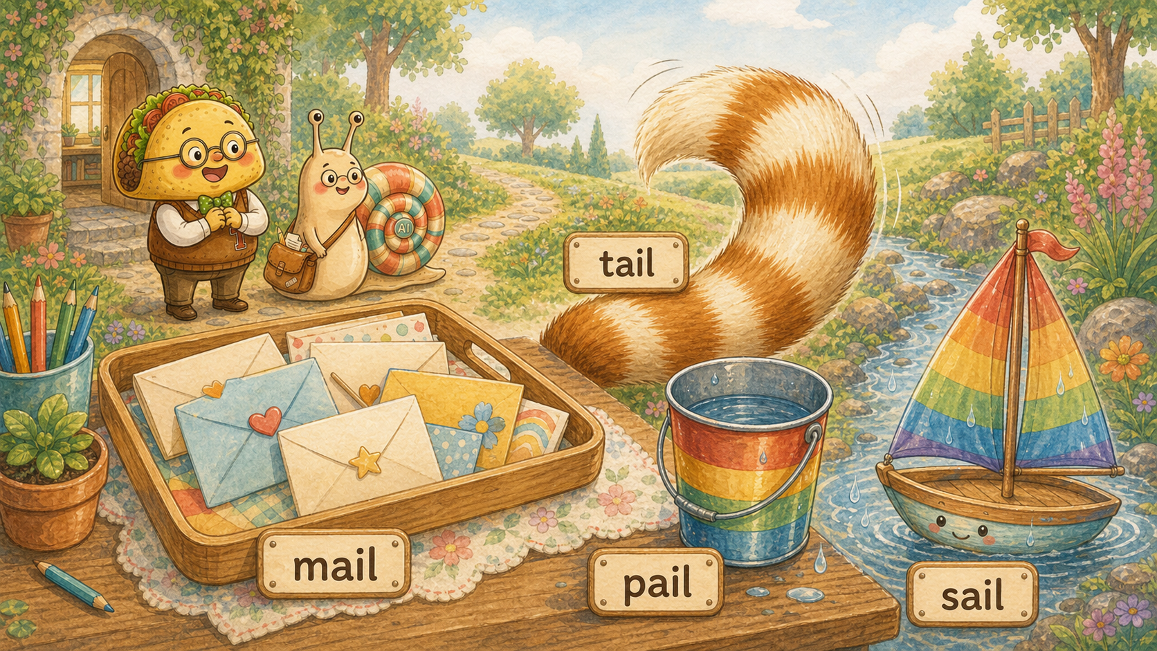 mail pail tail sail