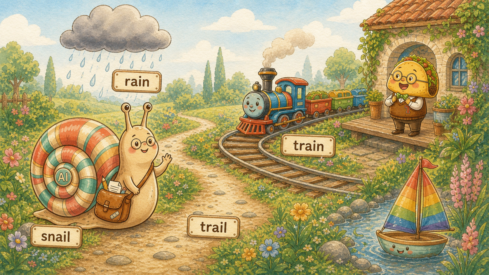 snail trail rain train